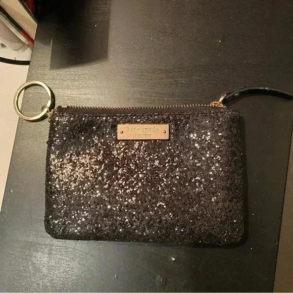 Kate Spade Black Sparkle Card Holder - Picture 1 of 7